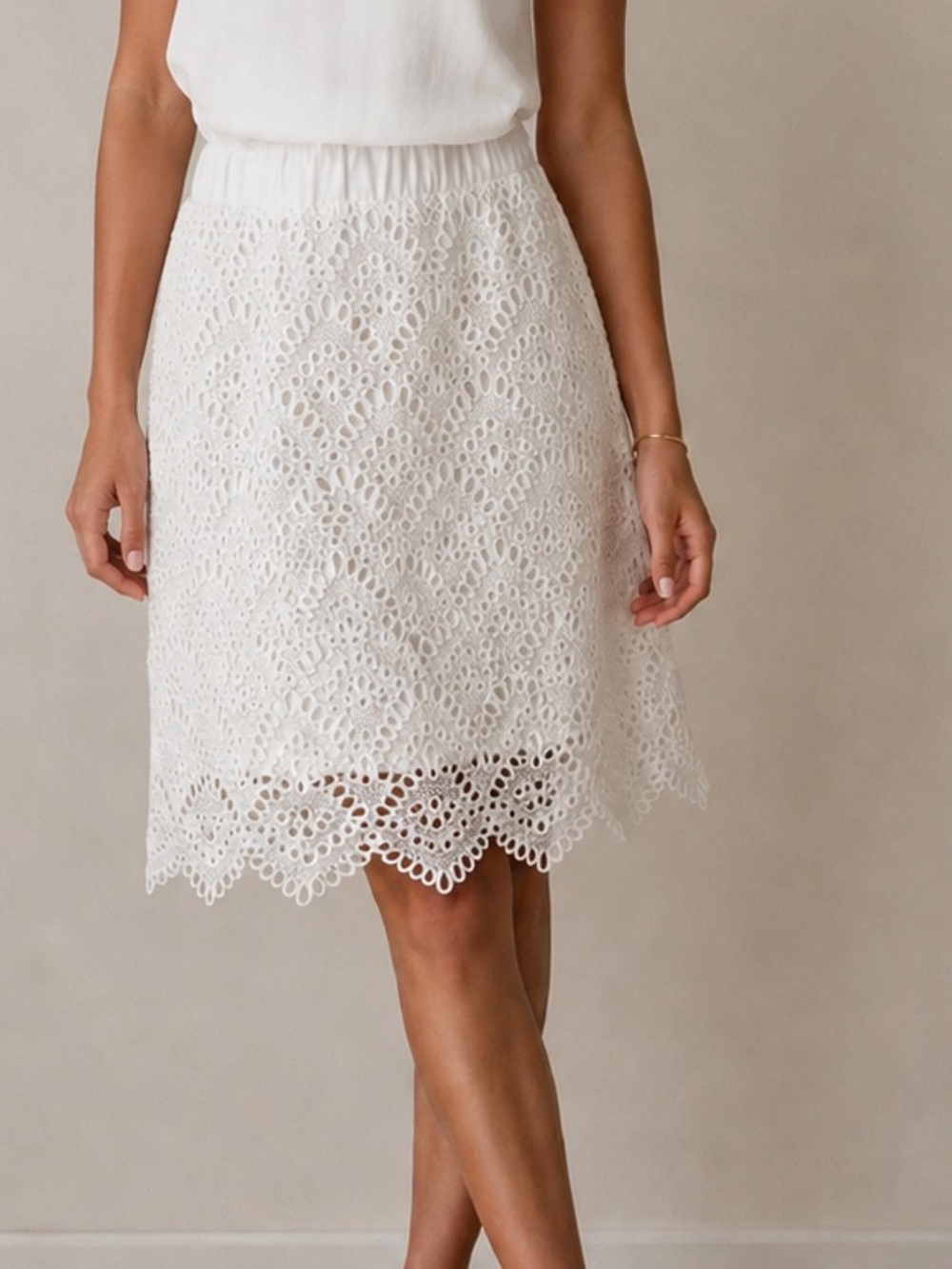 Cupshe White Eyelet Skirt
